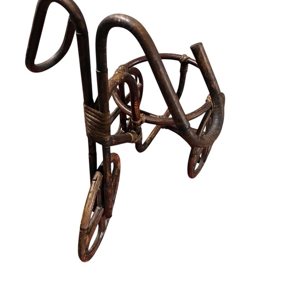 Vintage Handmade Bamboo Wicker Tricycle Plant Stand/Decor - Picture 2 of 7